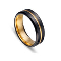 Men's Blaze Infinity tungsten men’s brushed IP black ring with gold details by DPI