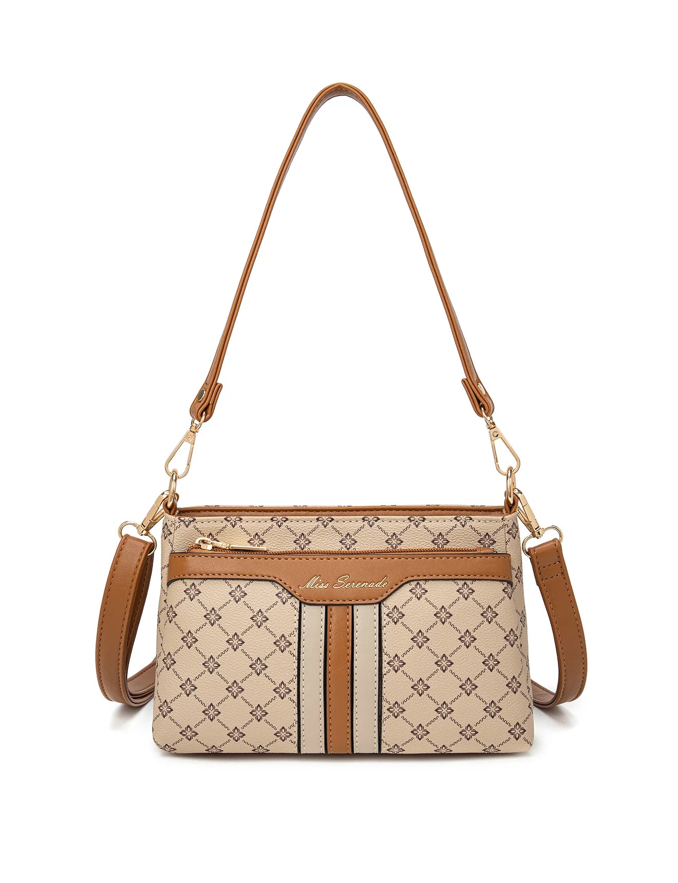 Serenade Leather Rita Multi Compartment Vegan Bag leather handbag in Beige