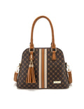 Serenade Leather Tess Triple Compartment Vegan Dome Bag leather handbag in Beige