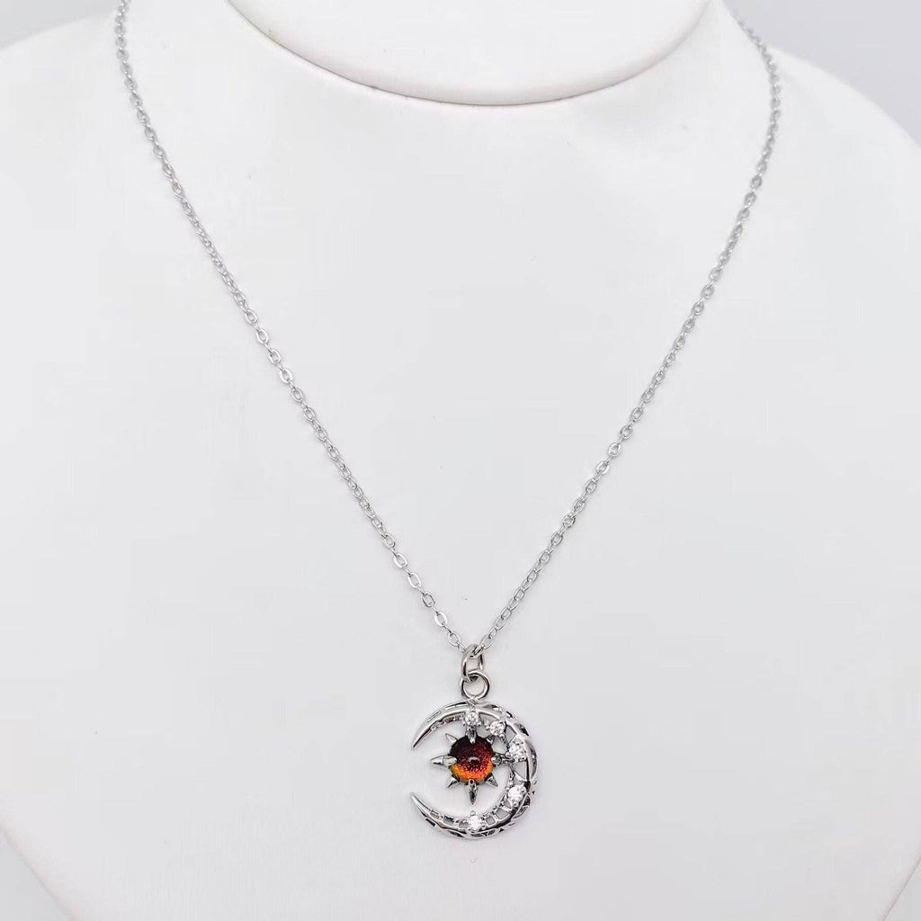 Fantastical Crystal Star Moon Pendant Necklace - MS