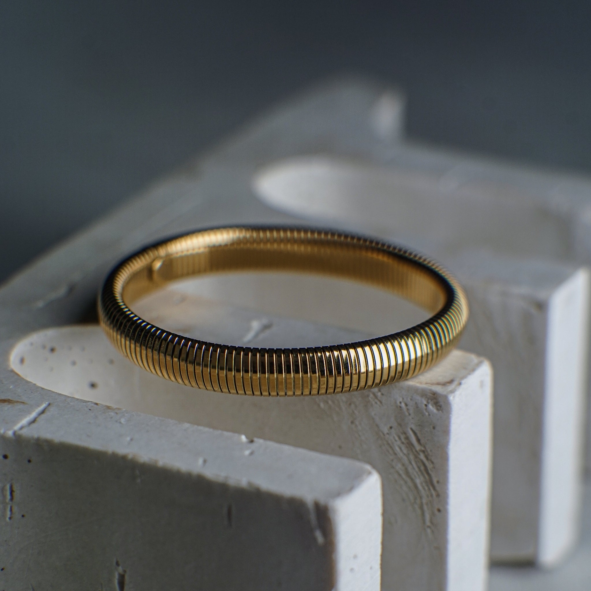 Antonia Gold Coil Bangle Bracelet ladies jewellery by FAYA & CO