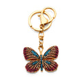 Gold tone blue crystal encrusted butterfly keyring