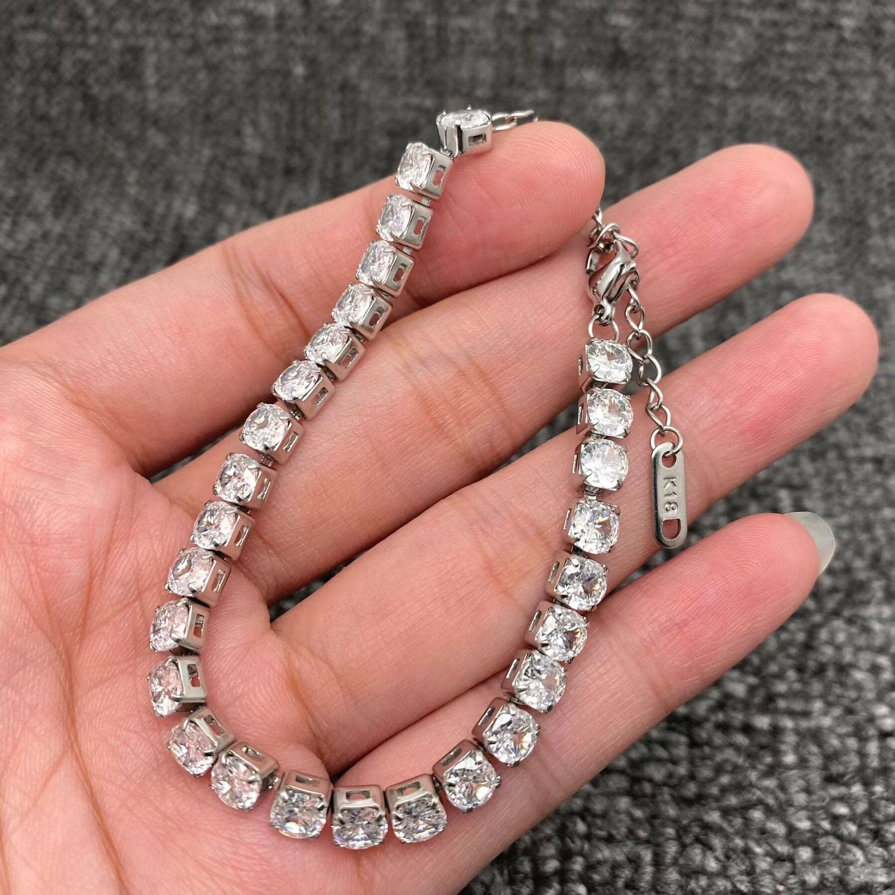 Sparkling Inlay CZ 18K Golden S.Steel Chain Bracelet
