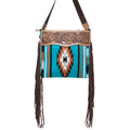 Turq Saddle Blanket Medium Bag with Tooled Leather - TSB13A