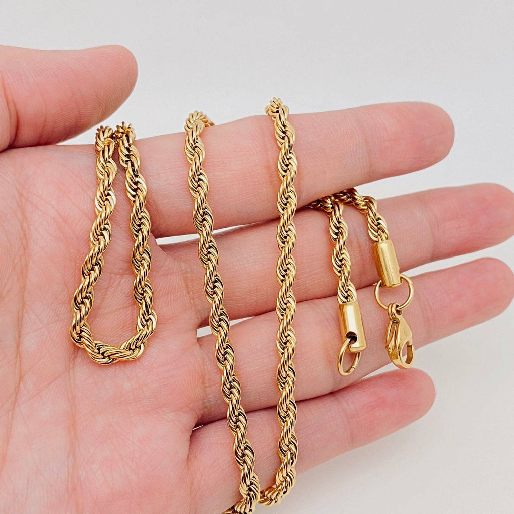 Twists Shape 18K Gold-plated Stainless Steel Chain - MJ/FGS