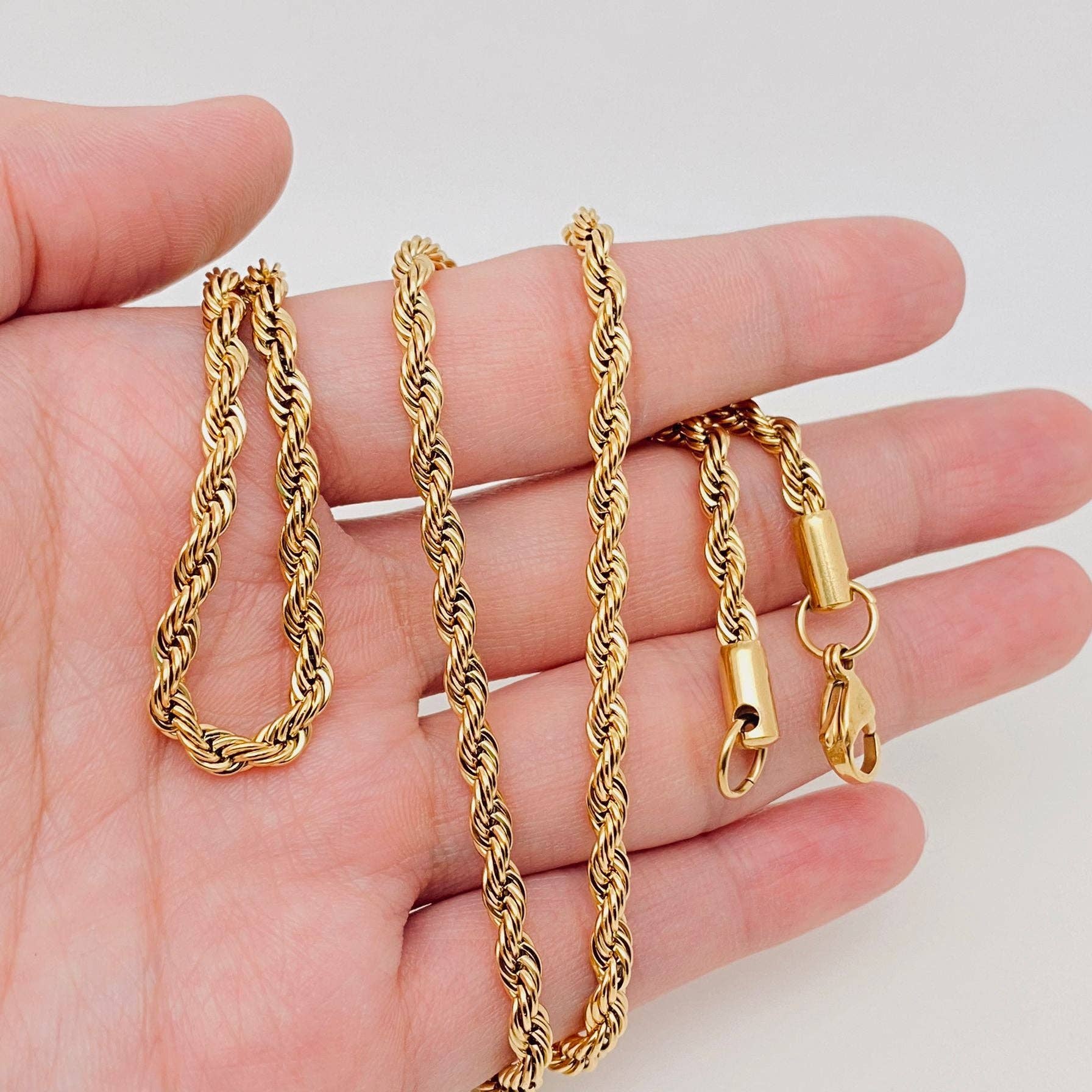 Twists Shape 18K Gold-plated Stainless Steel Chain - MJ/FGS