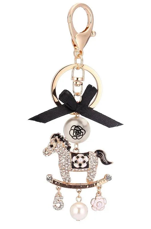 Gold and crystal encrusted carousel keyring