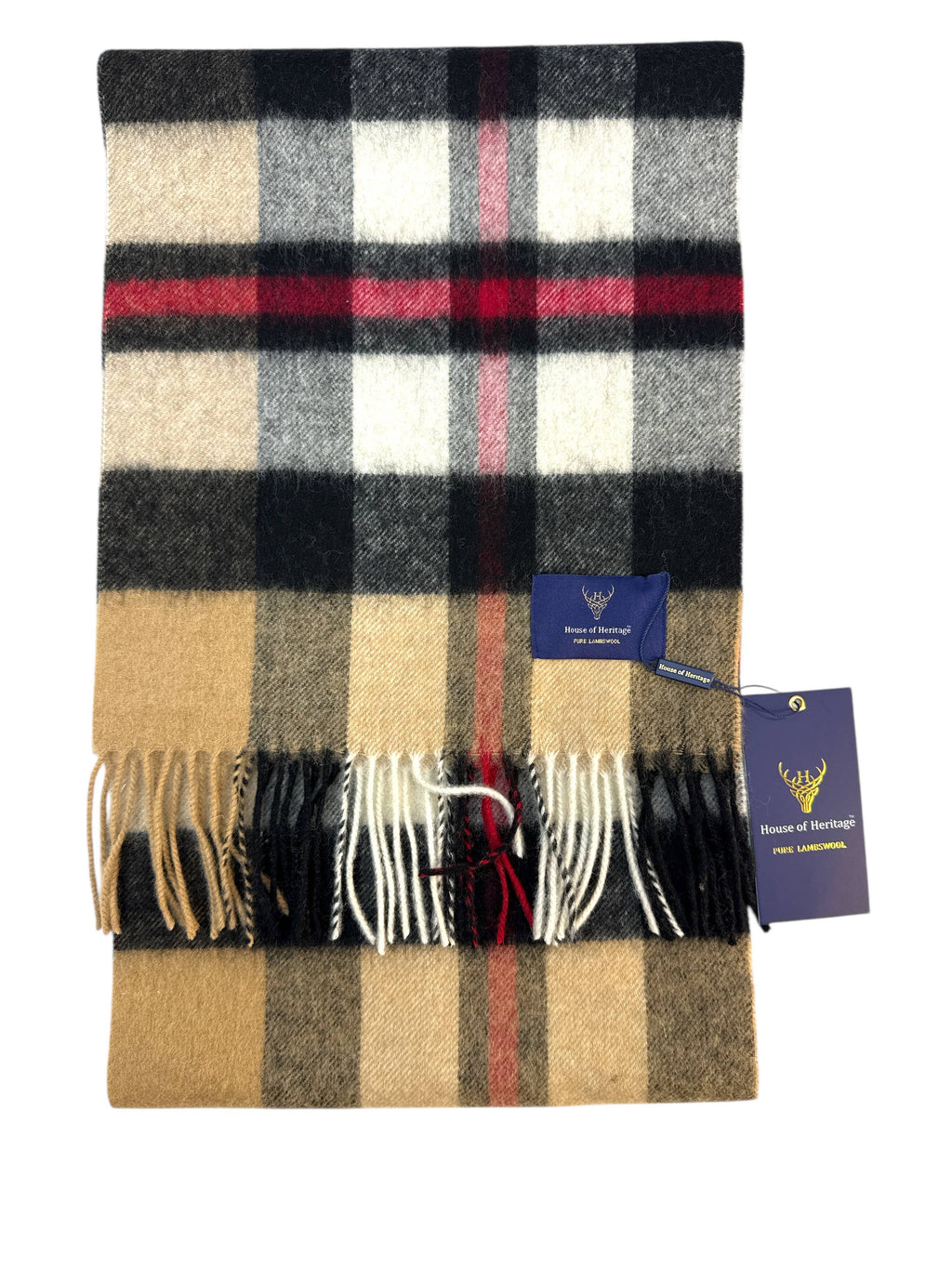 Thompson Clan Exploded Camel Tartan - 100% Lambswool Scarf