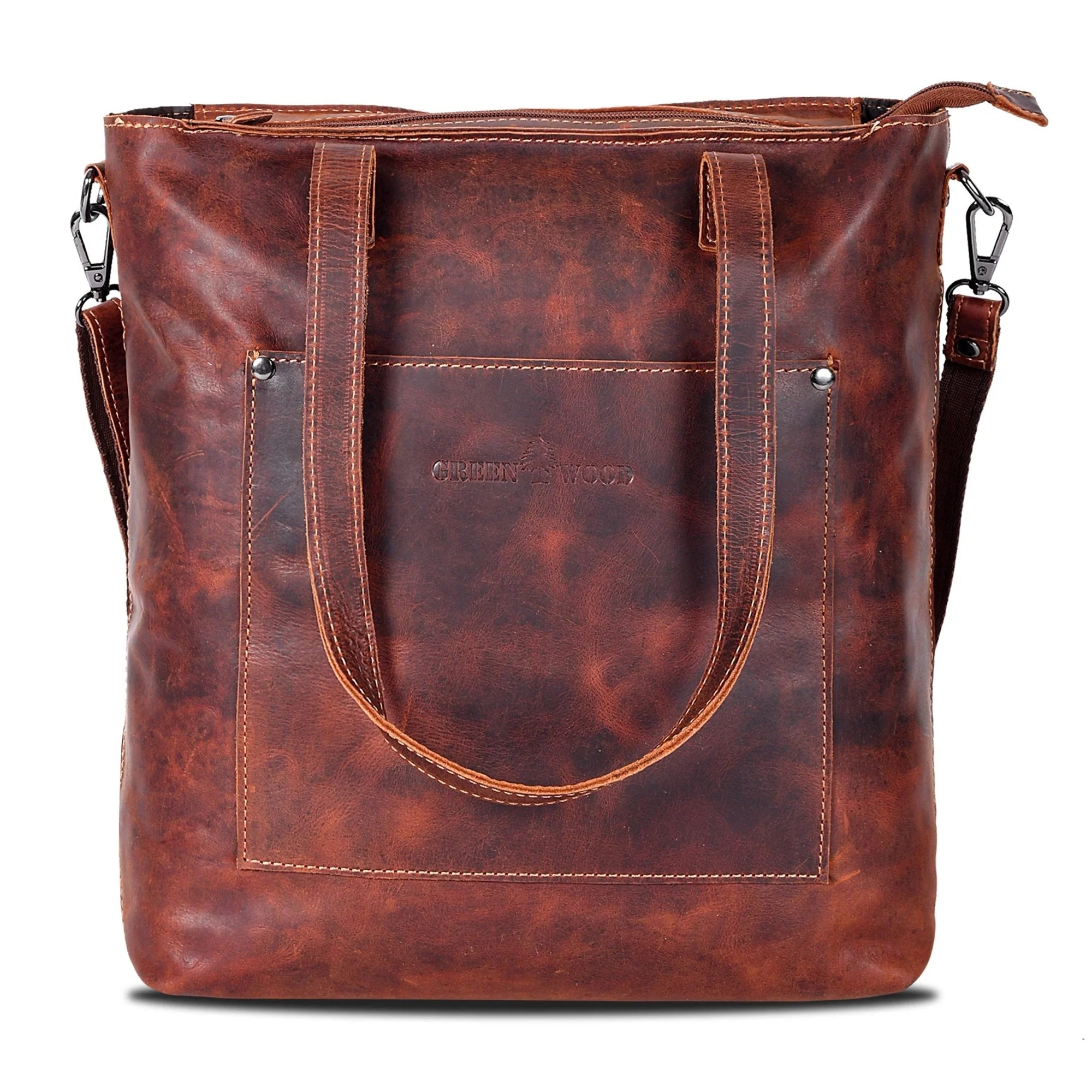 Greenwood Bunbury Leather Tote Bag - Brown by GreenWood