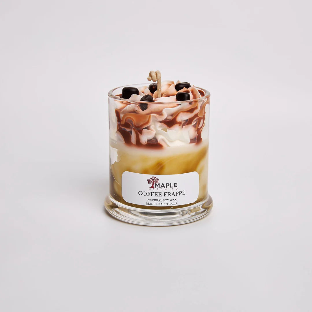 Coffee Frappe Dessert Candle dessert-shaped scented soy candle by Maple Beech