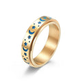 Luminous Stainless Steel Star Moon Rotatable Ring - MS