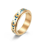 Luminous Stainless Steel Star Moon Rotatable Ring - MS