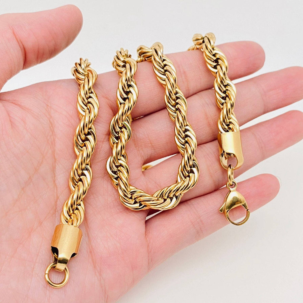 Twists Shape 18K Gold-plated Stainless Steel Chain - MJ/FGS