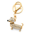 Gold tone crystal set dachshund keyring