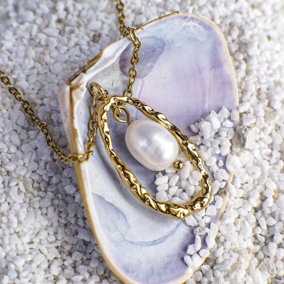 Deyanira Textured Oval Pearl Necklace ladies jewellery by FAYA & CO