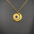 Rotatable Lapis Lazuli Sun Moon 18K Golden SS Necklace