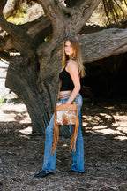 Hand Painted Tooling Lthr Sling Cowhide Bag - Clarence (AB72
