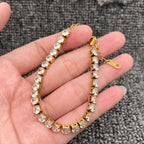 Sparkling Inlay CZ 18K Golden S.Steel Chain Bracelet