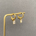 Zircon & Ring 18K Gold Plated S.Steel Huggie Earrings