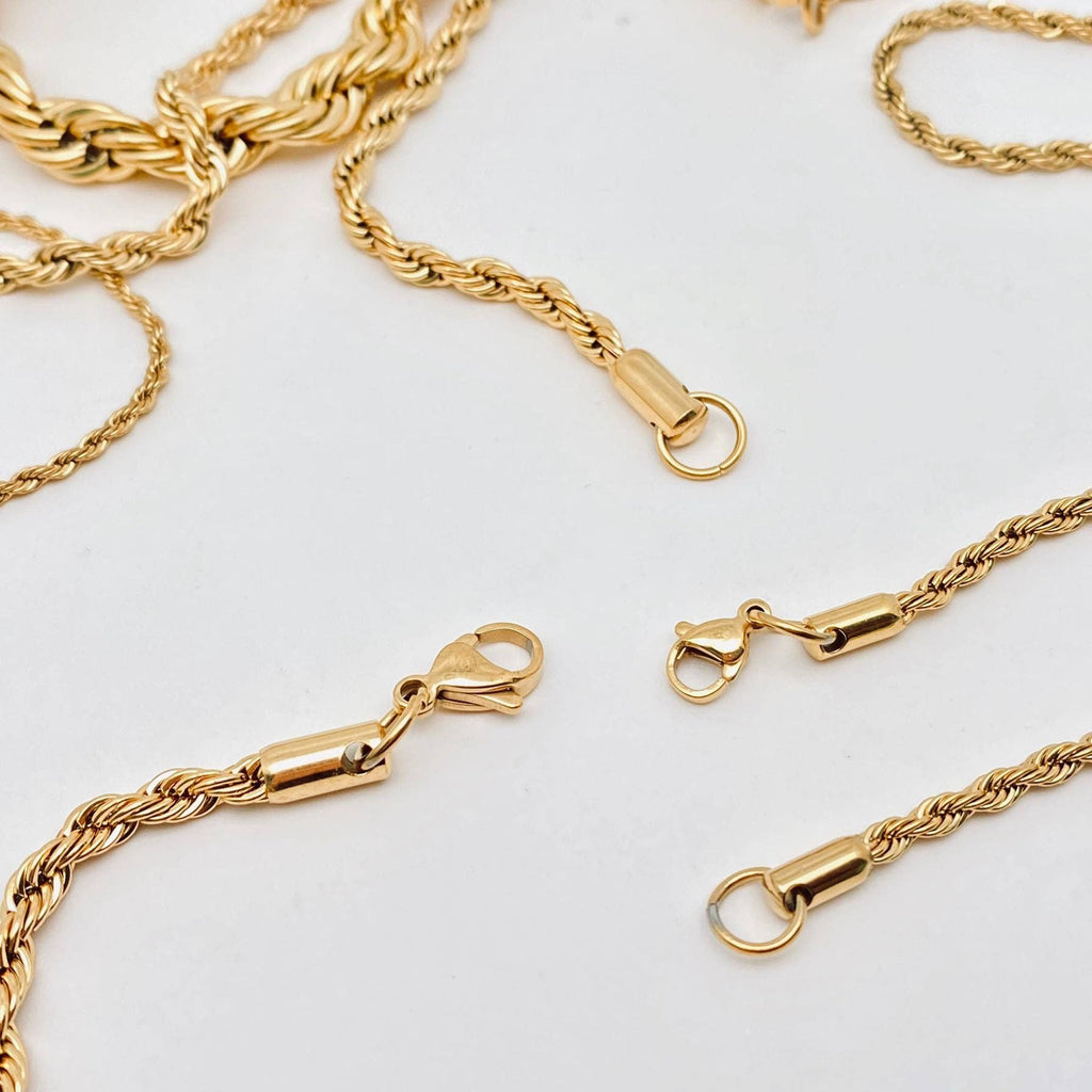 Twists Shape 18K Gold-plated Stainless Steel Chain - MJ/FGS