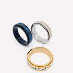 Luminous Stainless Steel Star Moon Rotatable Ring - MS