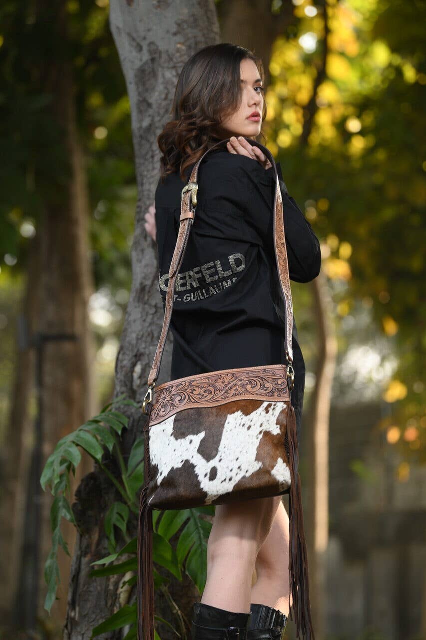 Tooling Leather Medium Sling Cowhide Bag – AB13 – Pasto