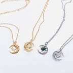 Fantastical Crystal Star Moon Pendant Necklace - MS