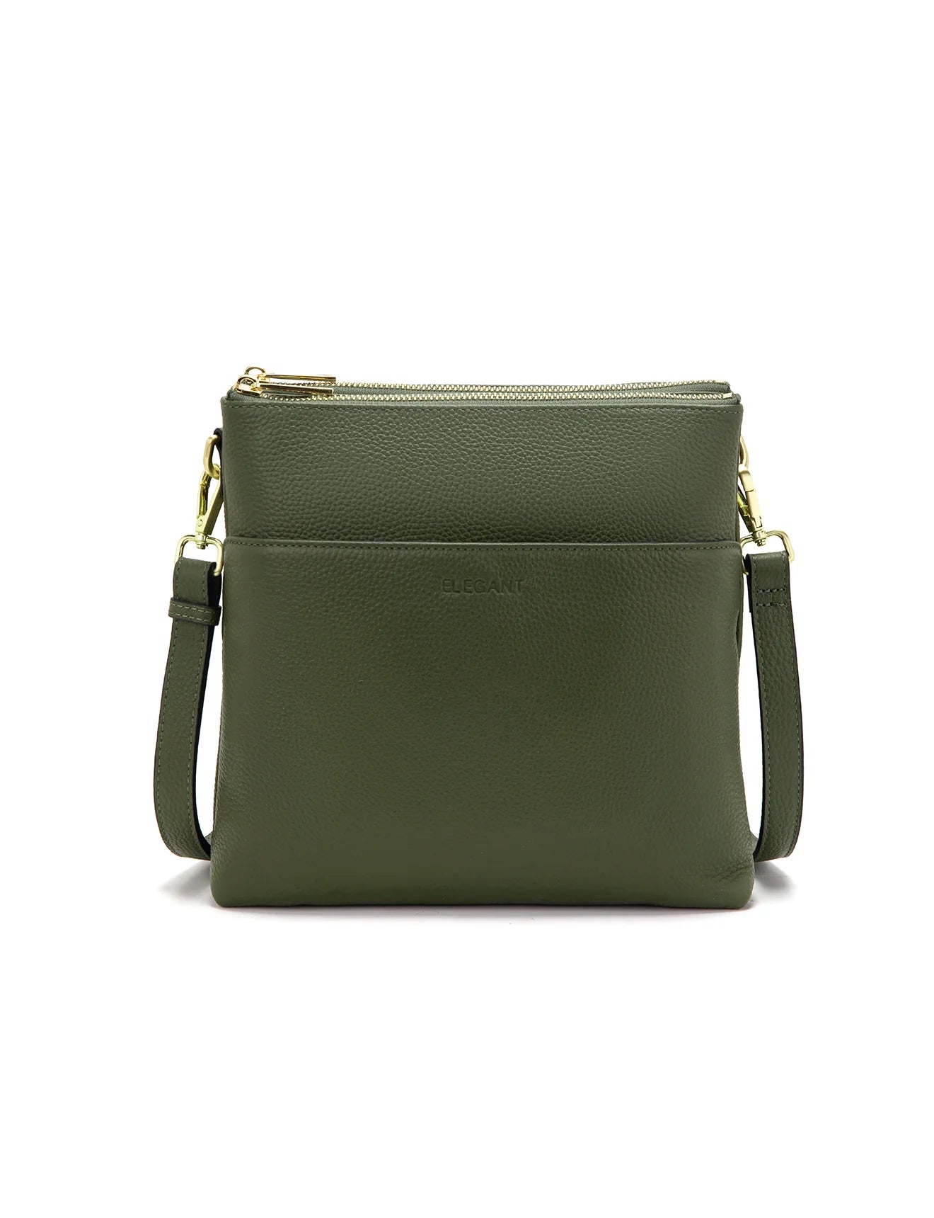 Serenade Leather Freya Multicompartment Leather XBody Bag - Olive leather handbag