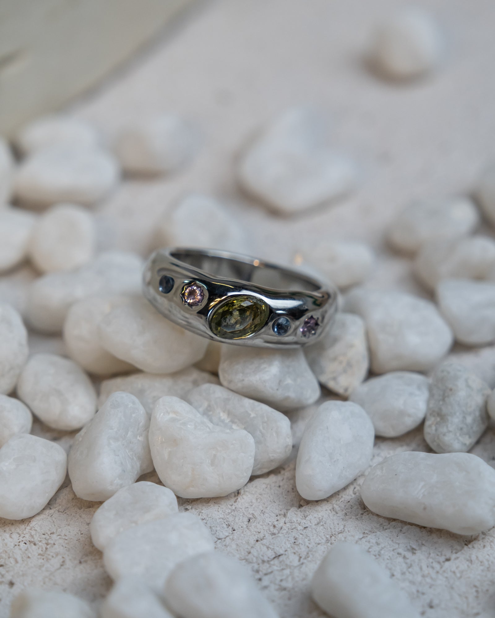Gustav Silver Multicolour Gemstone Ring size 6 ladies ring by FAYA & CO