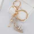 Gold tone crystal encrusted high heel keyring