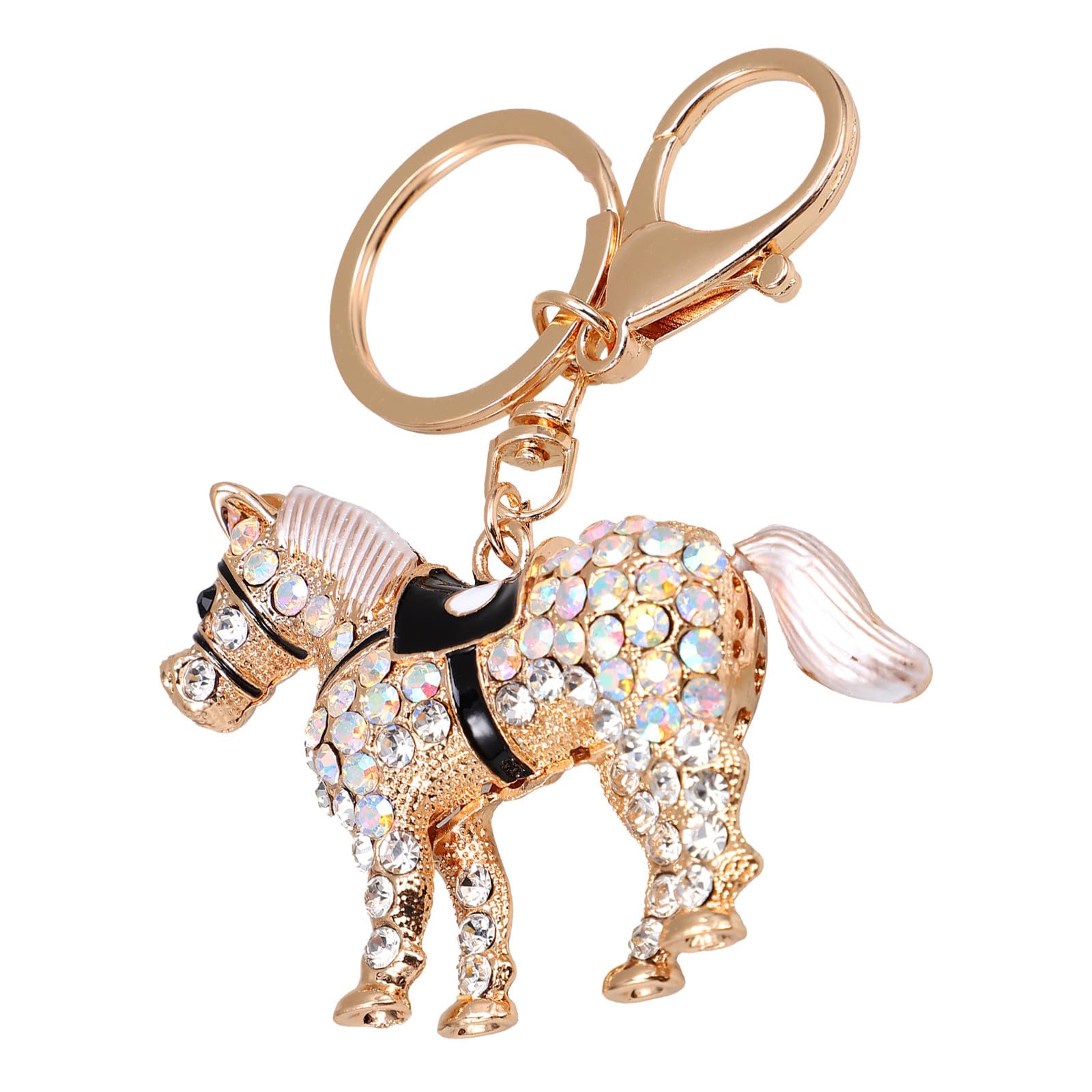 Clear crystal encrusted horse keyring