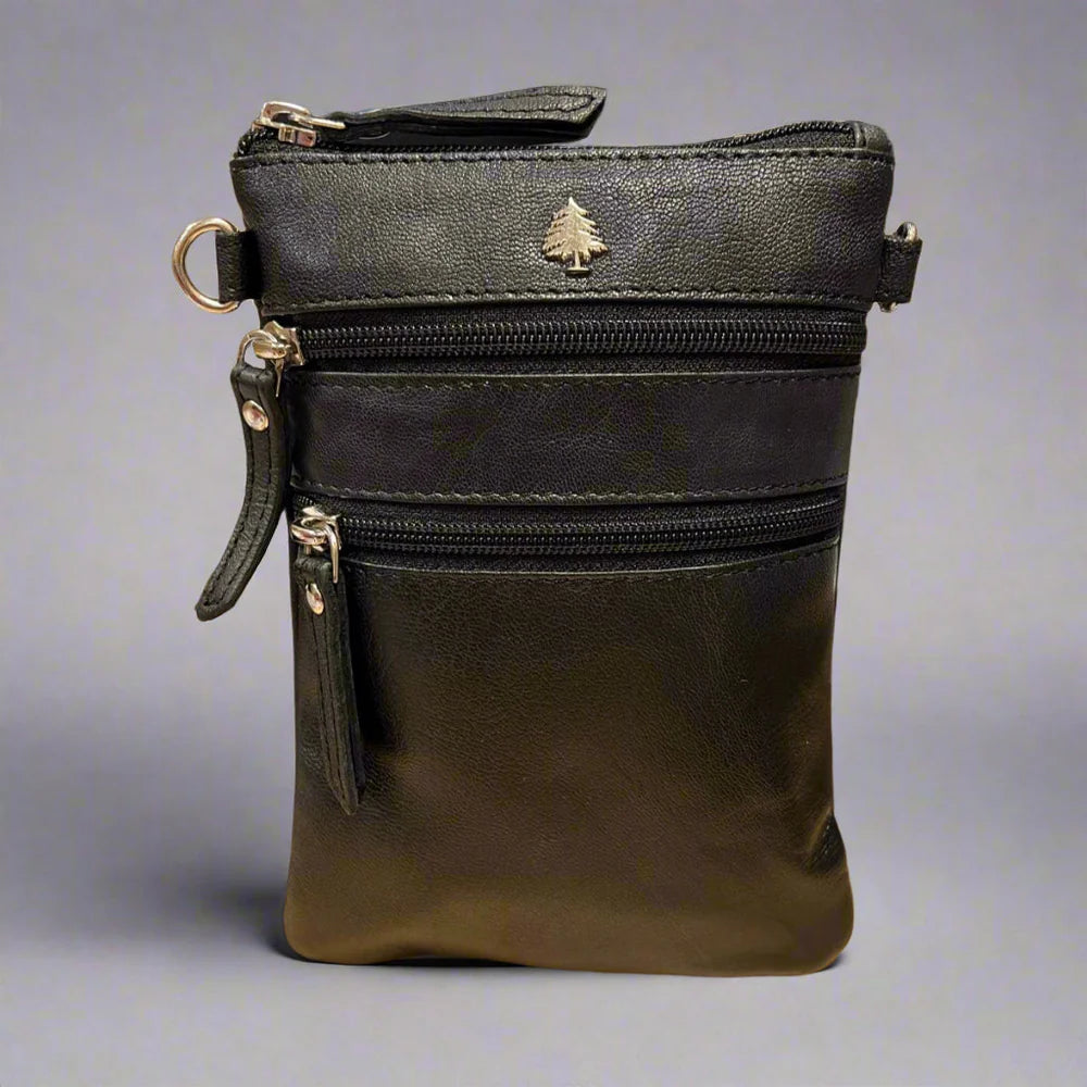 Greenwood Kempsey Leather Sling Bag - Black