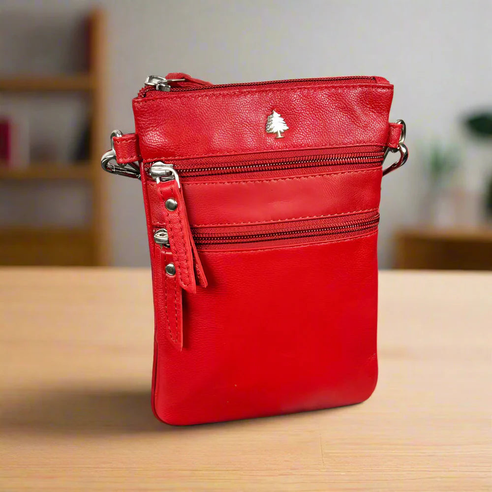 Greenwood Kempsey Leather Sling Bag - Red