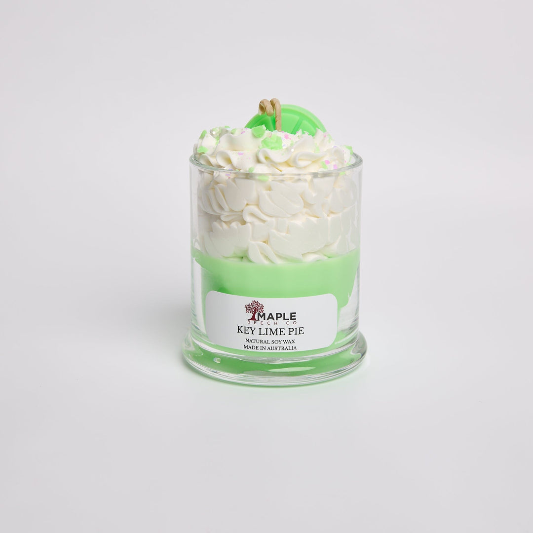 Key Lime Pie Dessert Candle dessert-shaped scented soy candle by Maple Beech
