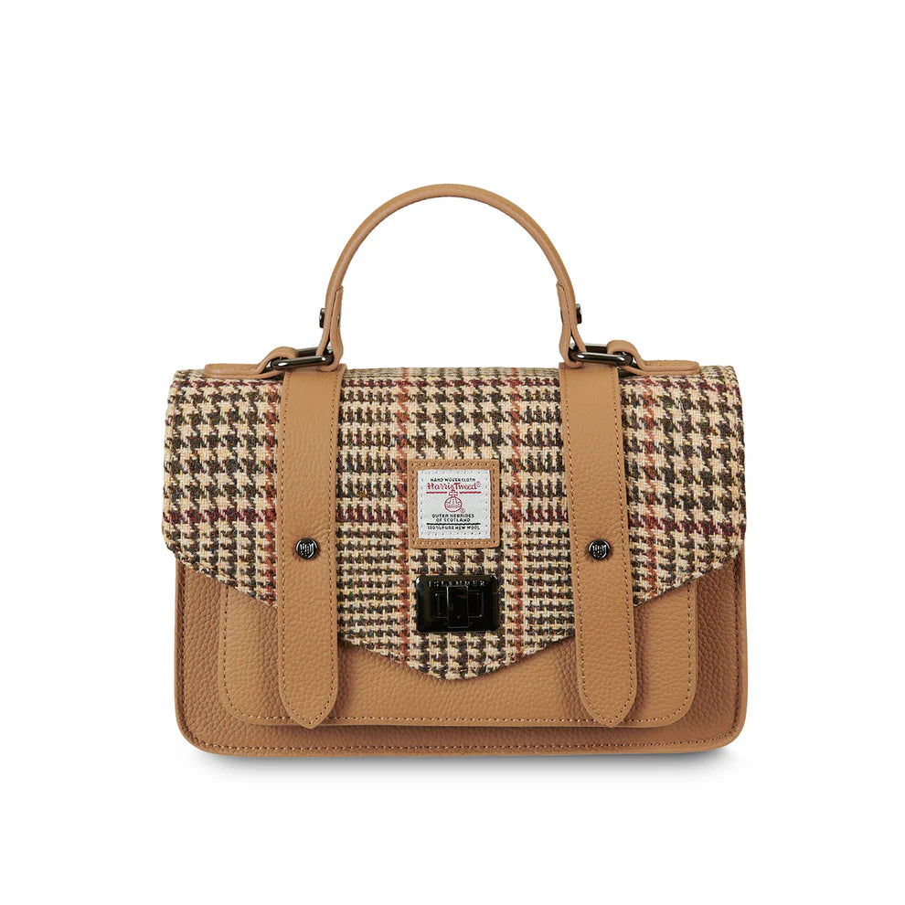 Islander Leather Medium Satchel in Dogtooth