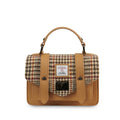 Islander Leather Mini Satchel in Chestnut Blue Tartan