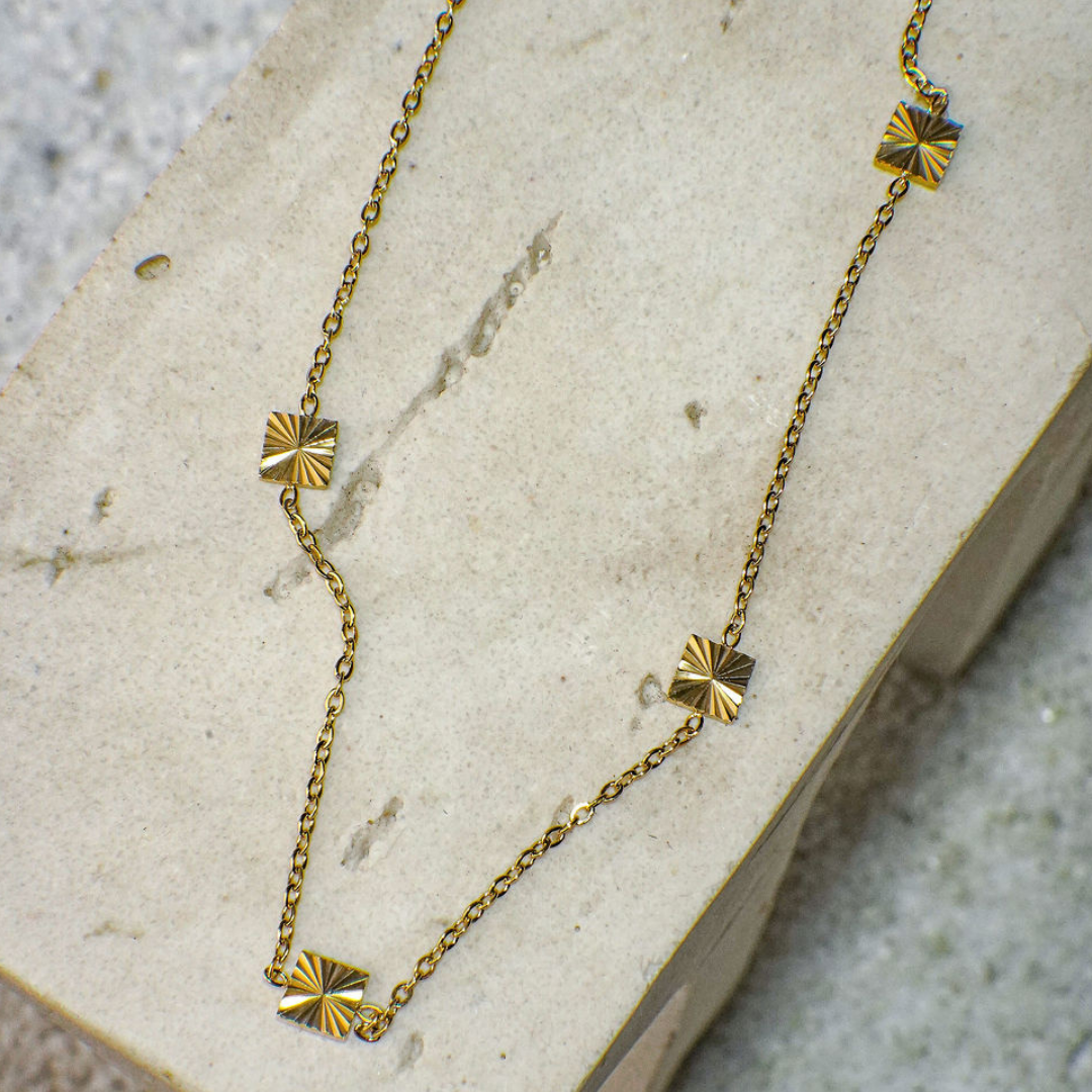 Marguerite Gold Charm Neck 44cm ladies jewellery by FAYA & CO