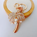Gold tone crystal palm tree keyring
