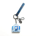 Islander mini tartan satchel keyring in Blue Tartan
