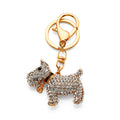 Gold tone crystal set terrier dog keyring