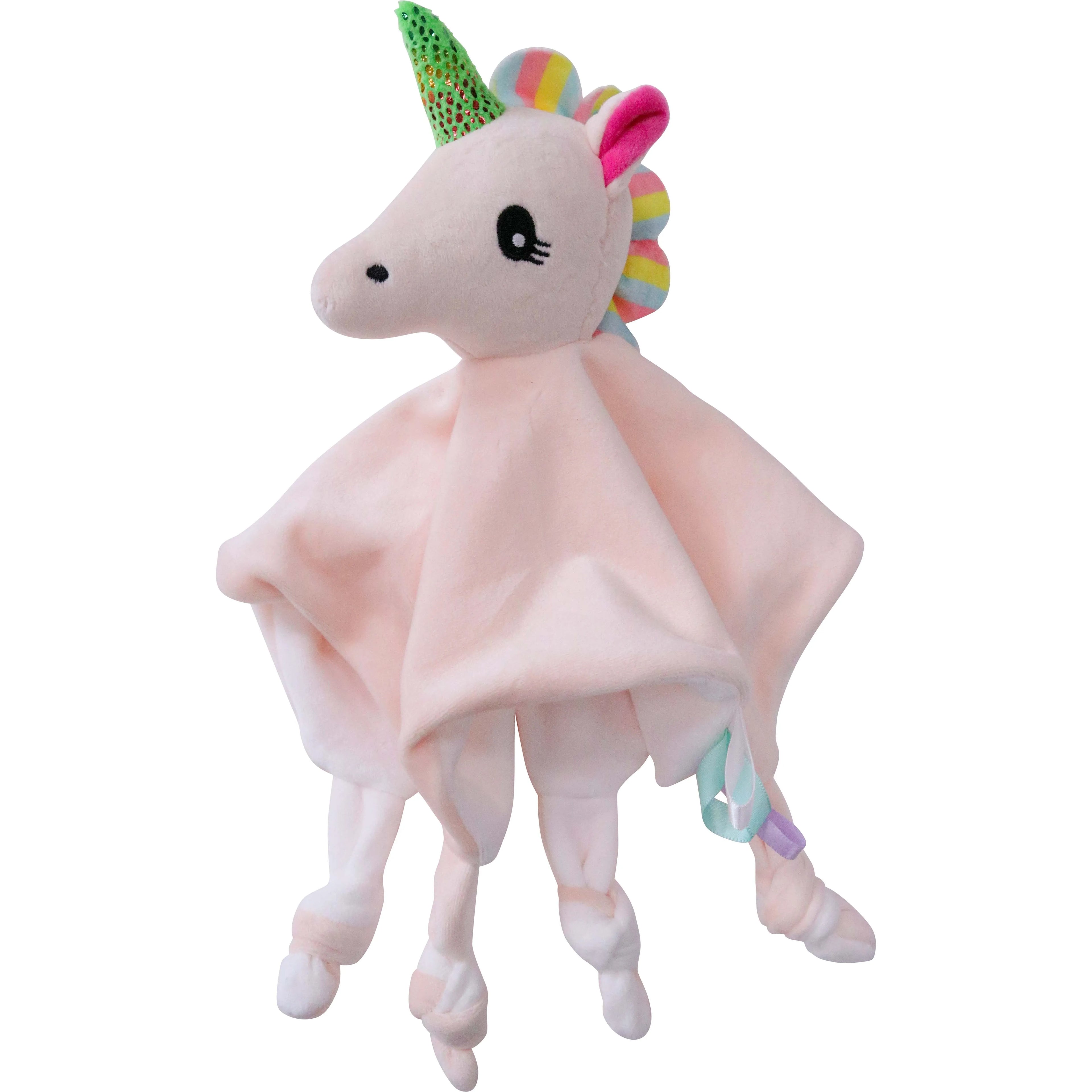 LaVida Trading unicorn baby blankie rattle plush
